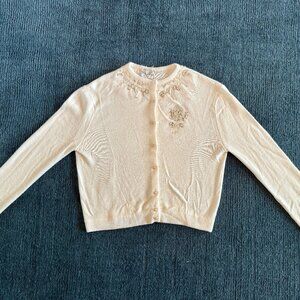 Pretty vintage cream sweater with gorgeous beading - modern size 8-10